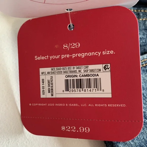 Isabel Maternity Shorts Size 8 Blue Jean Maternity Shorts Crossover Panel NWT - Picture 10 of 12